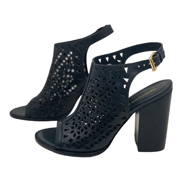 Rebecca Minkoff Black Leather Peep Toes Slingback Heel Sandal size 8M - Picture 6 of 11